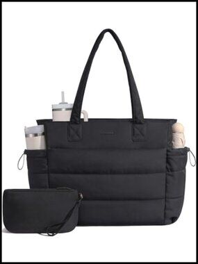 Ultralight Travel Tote Bag with Tumbler Holder & 15.6" Laptop Sleeve